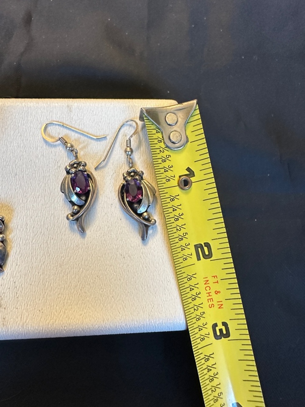 Sterling Silver Purple Amethyst Jewelry Set - Ring, Pendant & Earrings 14g - Picture 3 of 8